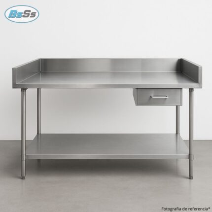 Mesa de trabajo en acero inoxidable con cajón cubiertero